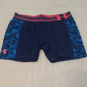 Under Armour Navy and Camo Shorts with Pink Trim